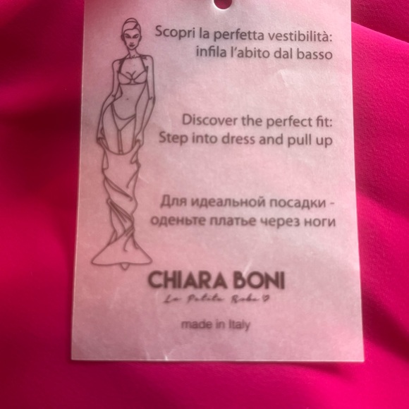 NWT CHIARA BONI Guendaline Scuba Halter Cocktail Dress- Fuchsia- Size 44 US 8 - Picture 13 of 14